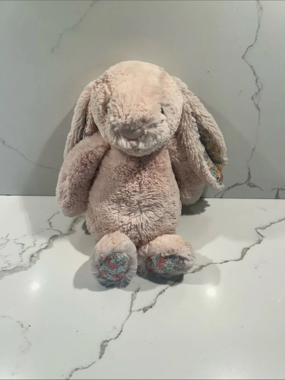 Jellycat Blossom Pale Pink Plush Bunny with Floral Ear and Paw Accents